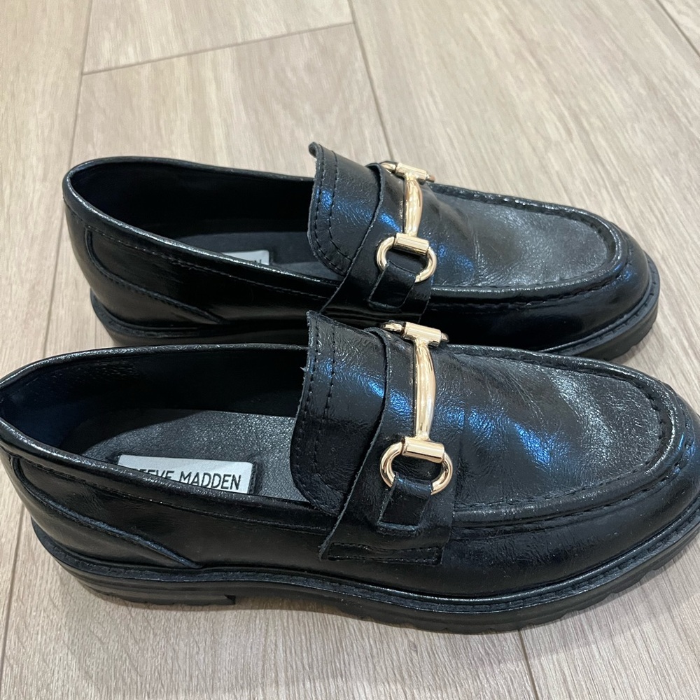 Steve Madden Black Leather Loafers